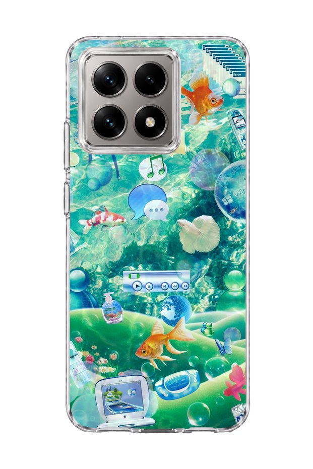 Mi 14t Compatible Underwater Fish Printed Transparent Phone Case