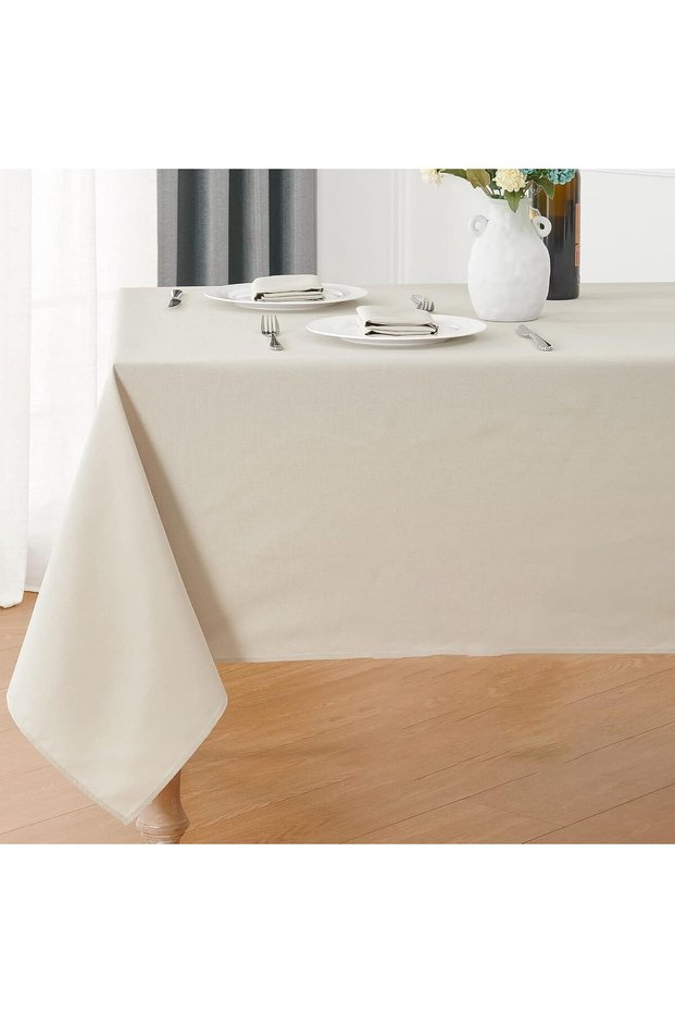 Linen Textured Table Cloth, Rectangle Tablecloth, Premium Solid Tablecloth, Stain and Wrinkle Resist