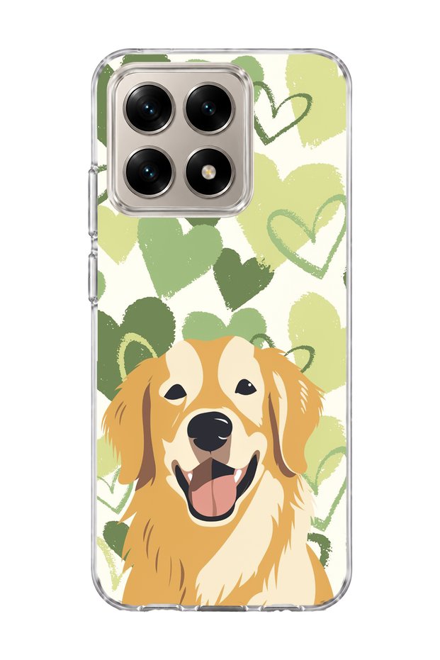 Mi 15t Compatible Yellow Dog Green Heart Printed Transparent Phone Case