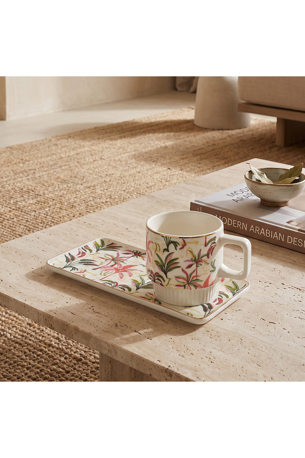 Tropical Print 2-Piece Cup and Saucer Set