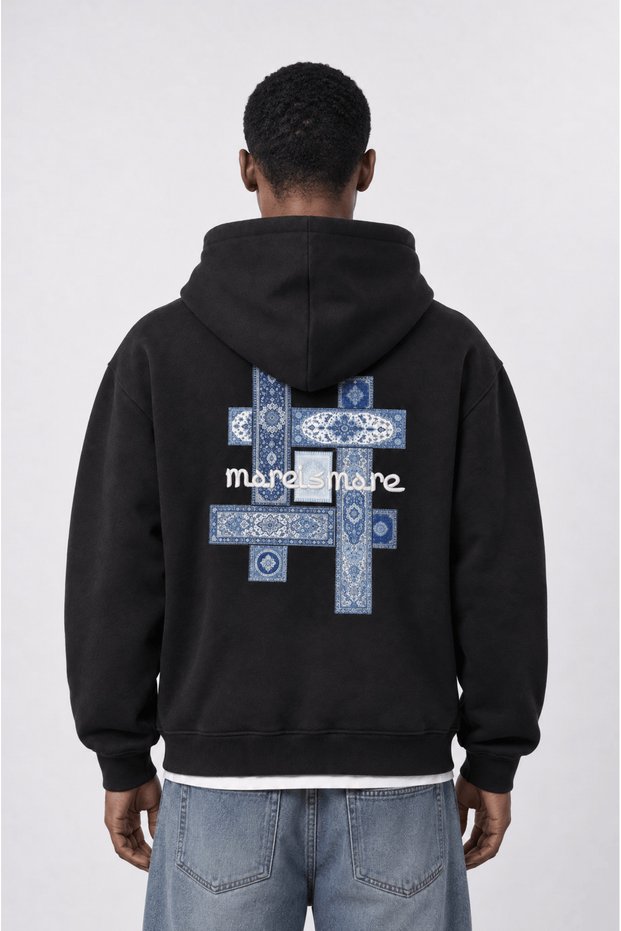 Men's Sky Patch Detailed Oversize Hoodie Black