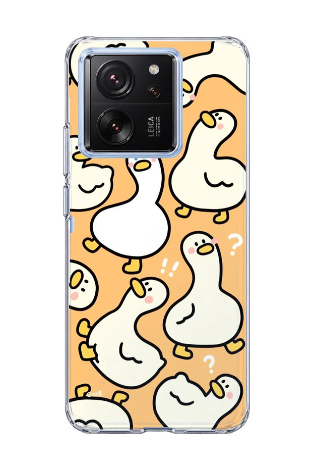 Mi 13t Pro Compatible Cute Duck Orange Printed Transparent Phone Case