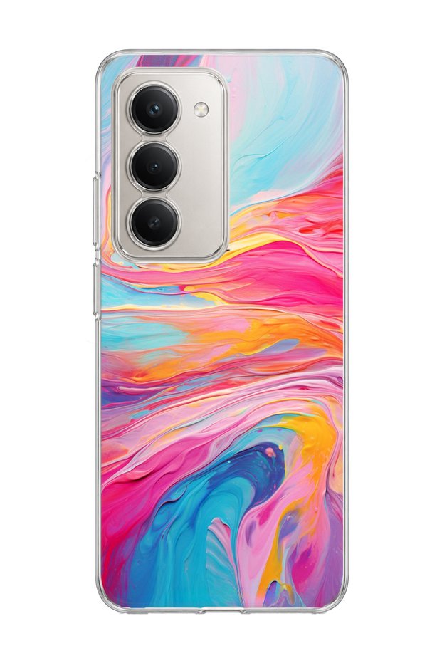 Redmi 15 Compatible Pastel Fluid Marble Printed Transparent Phone Case