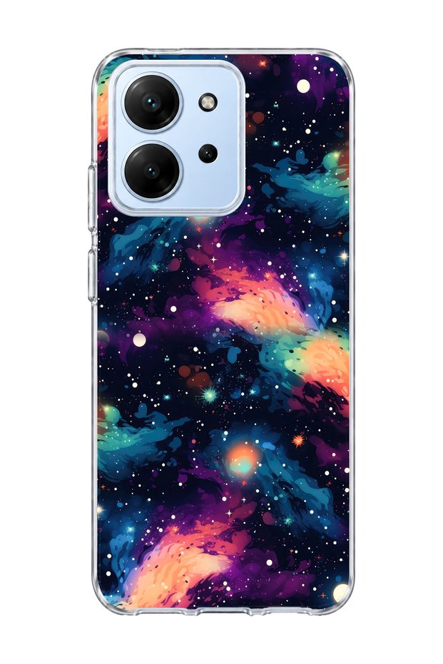 Redmi 15C Compatible Colorful Galaxy Printed Transparent Phone Case