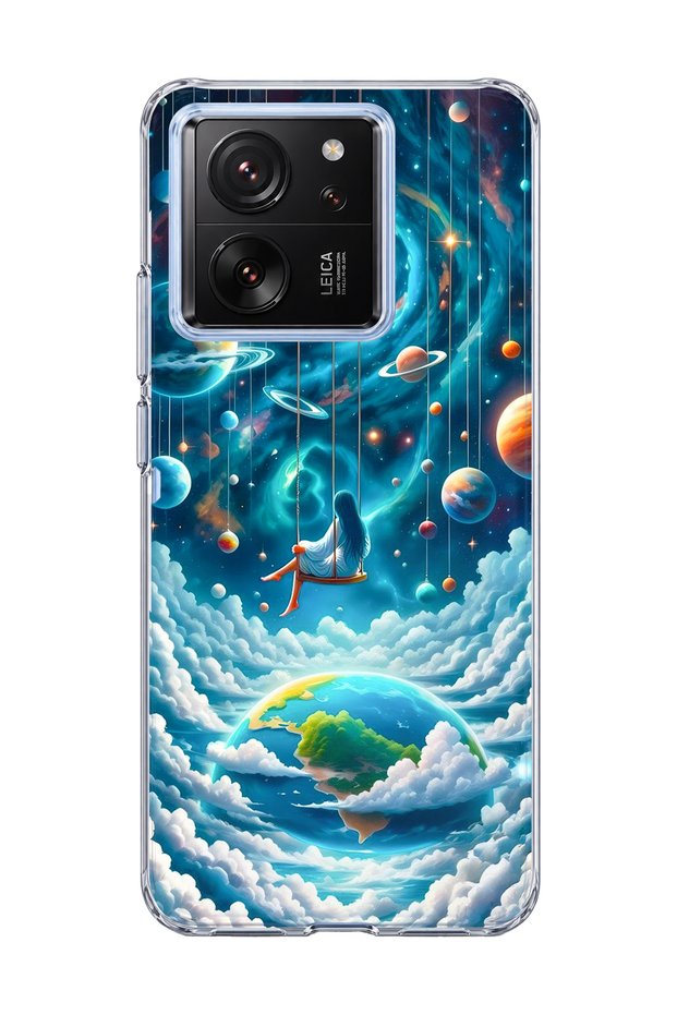 Mi 13t Compatible Girl on the Swing Galaxy Printed Transparent Phone Case
