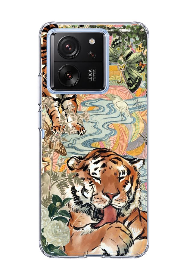 Mi 13t Compatible Tiger Oriental Printed Transparent Phone Case