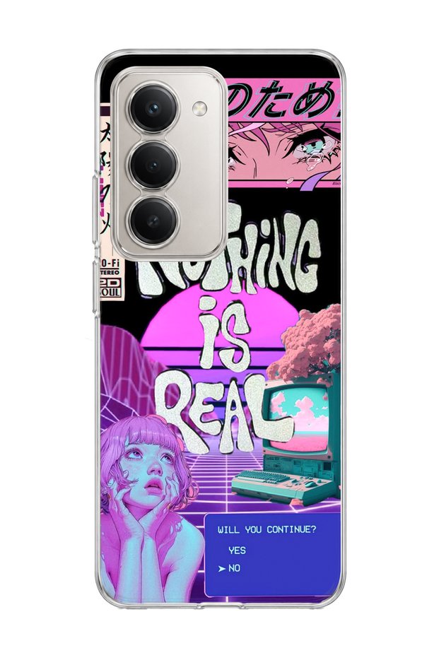 Redmi 15 Compatible Neon Sunset Girl Printed Transparent Phone Case