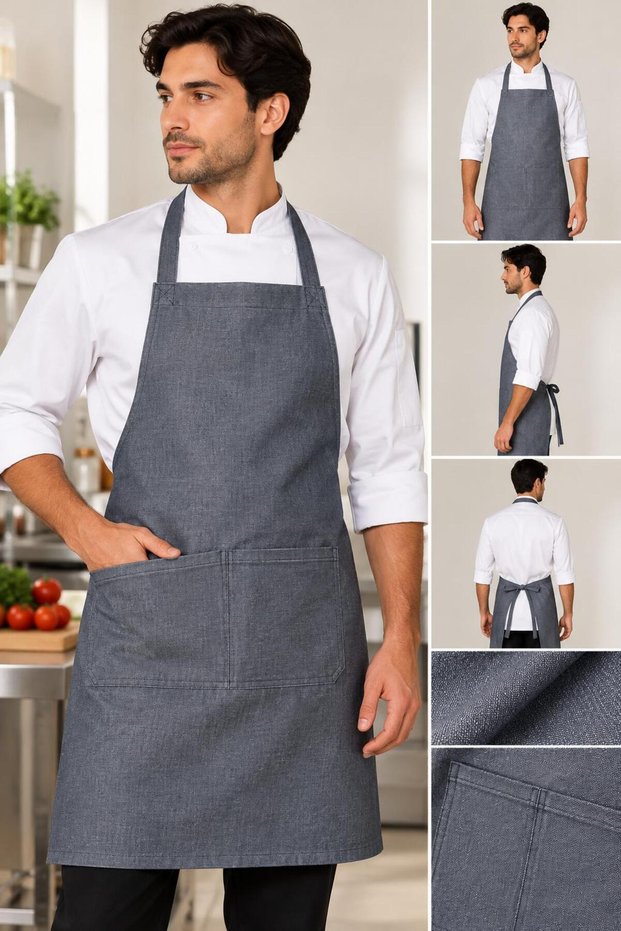 Jean-Like Thin Fabric Kitchen Apron