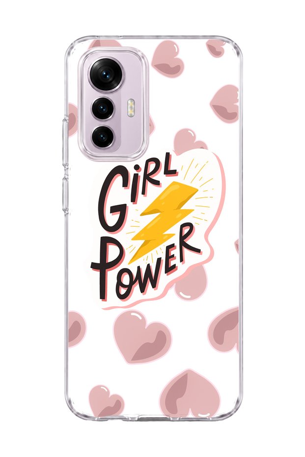 Mi 12 Lite Compatible Lightning and Heart Printed Transparent Phone Case