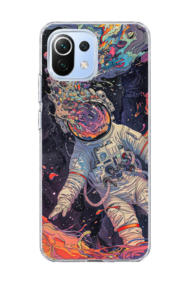 Mi 11 Lite Compatible Colorful Astronaut Printed Transparent Phone Case