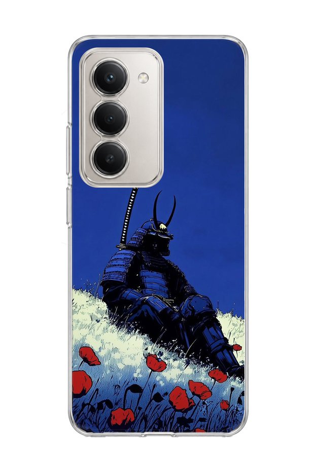 Redmi 15 Compatible Blue Samurai Poppy Printed Transparent Phone Case