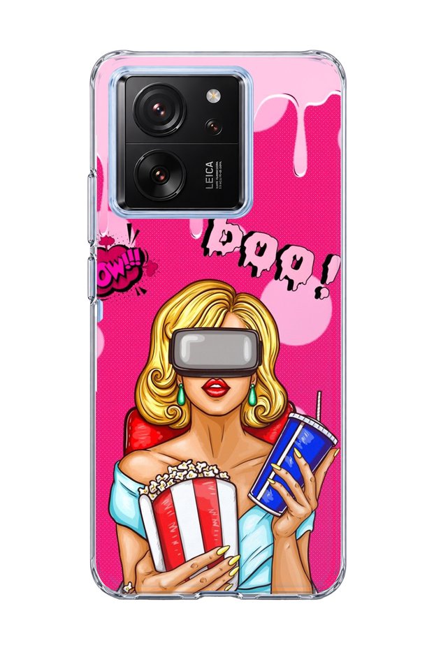Mi 13t Compatible Blonde Woman Popcorn Printed Transparent Phone Case