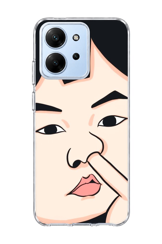 Redmi 15C Compatible Funny Face Nose Printed Transparent Phone Case