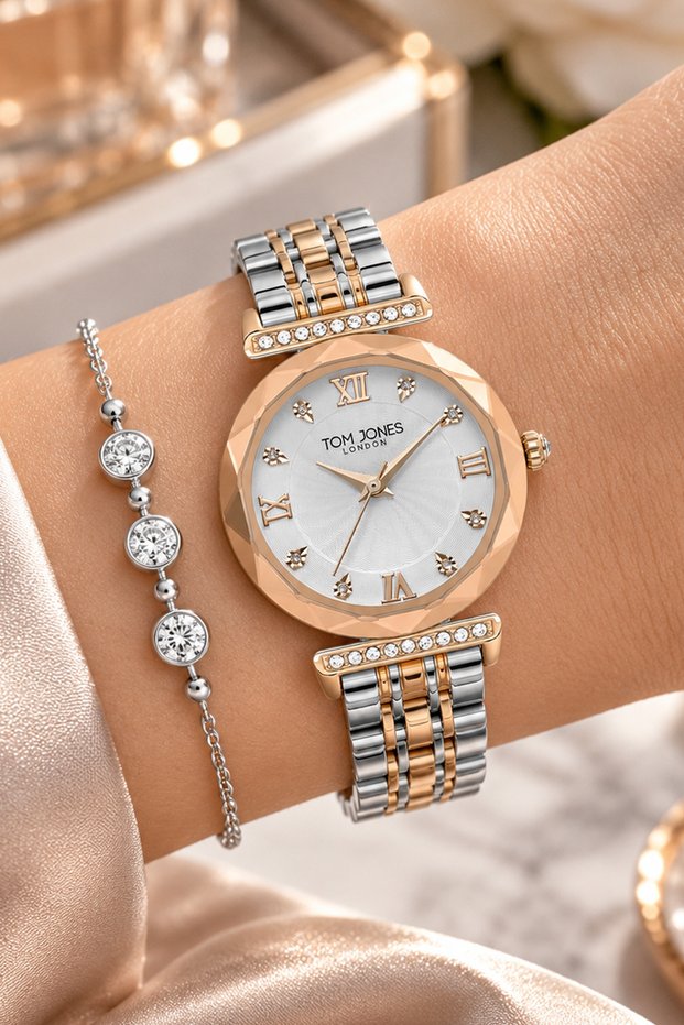 Round Case Gold Silver Women's Wristwatch - 3 Atm Water Resistant Steel Band Japanese Movement Gift Special Boxed Tjb2019C1