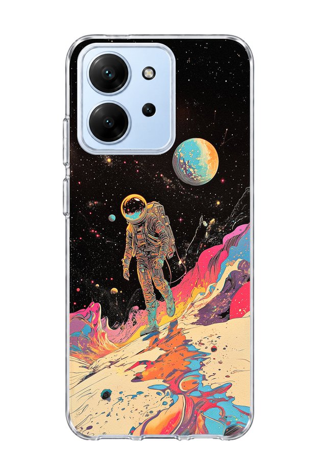 Redmi 15C Compatible Astronaut Space Walk Printed Transparent Phone Case