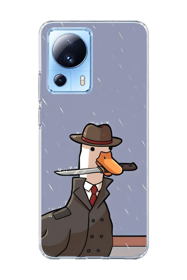 Mi 13 Lite Compatible Hat Detective Goose Printed Transparent Phone Case