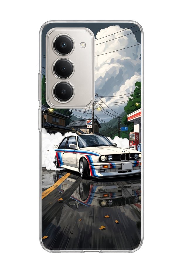 Redmi 15 Compatible Classic Car Japanese Street Printed Transparent Phone Case