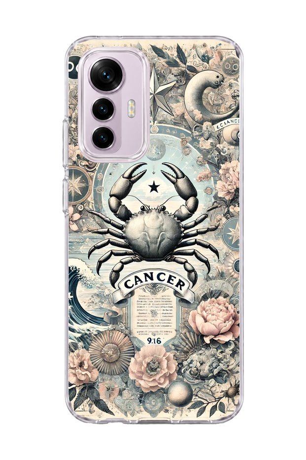 Mi 12 Lite Compatible Crab Sign Printed Transparent Phone Case