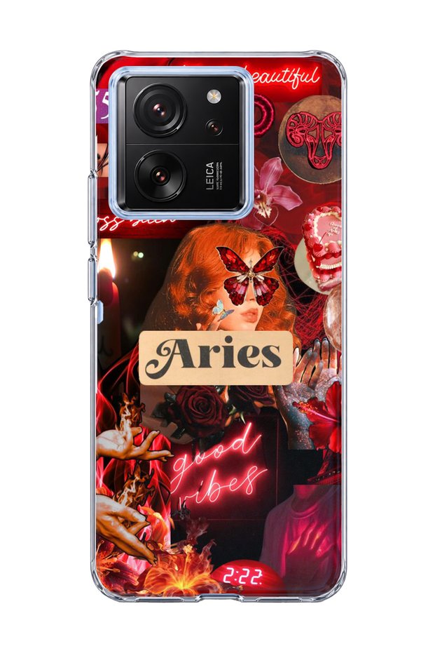 Mi 13t Compatible Aries Zodiac Sign Printed Transparent Phone Case