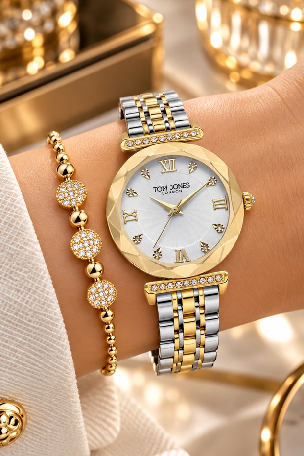 Round Case Gold Silver Women's Wristwatch - 3 Atm Water Resistant Steel Band Japanese Movement Gift Special Boxed Tjb2019C1
