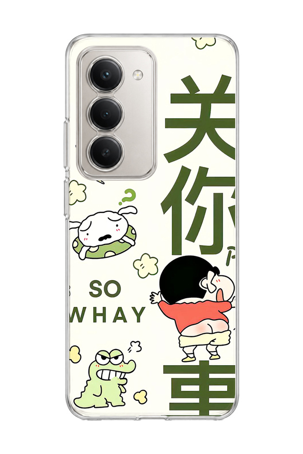 Redmi 15 Compatible Comic Character Green Text Printed Transparent Phone Case