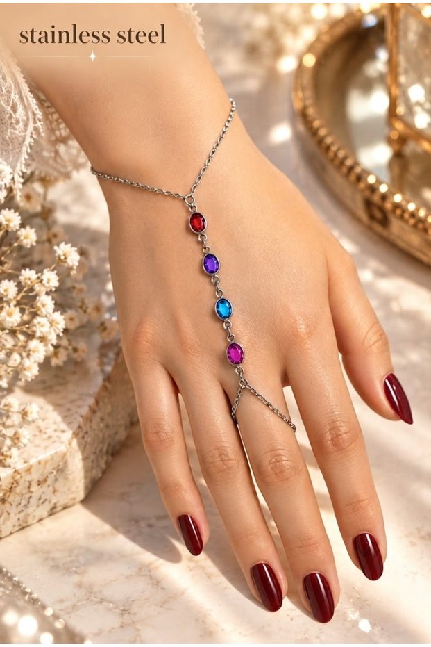 Silver Color Oval Zircon Stone Steel Shahmeran