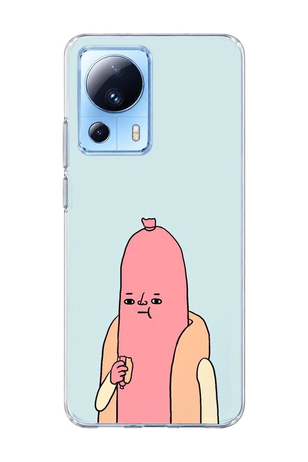 Mi 13 Lite Compatible Funny Sausage Character Printed Transparent Phone Case