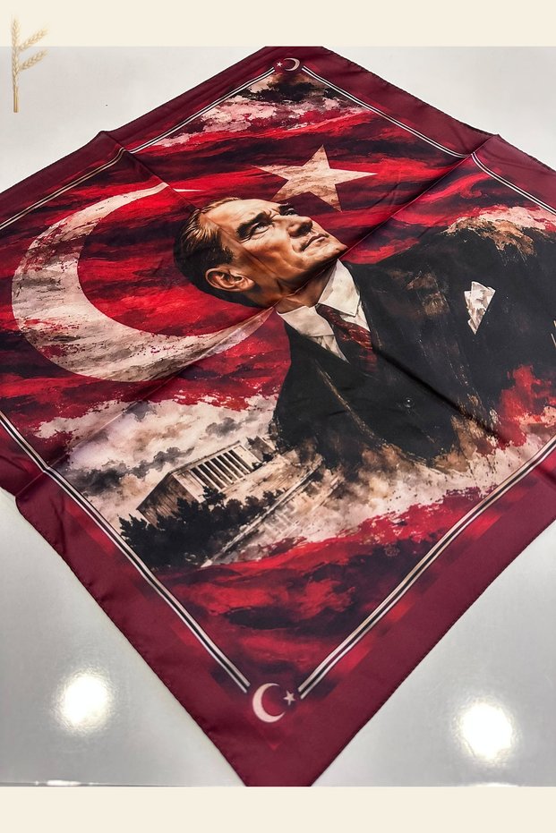 Our Turkish Flag and Ancestor Printed Bandana Scarf 50X50 cm