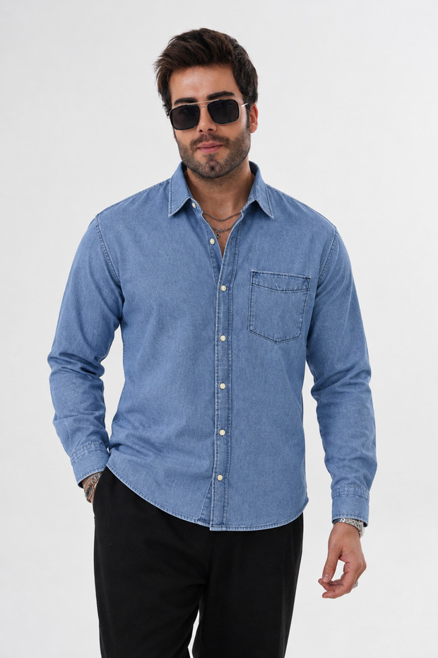 Men's Seasonal Denim 100% Cotton Slim Fit Shirt