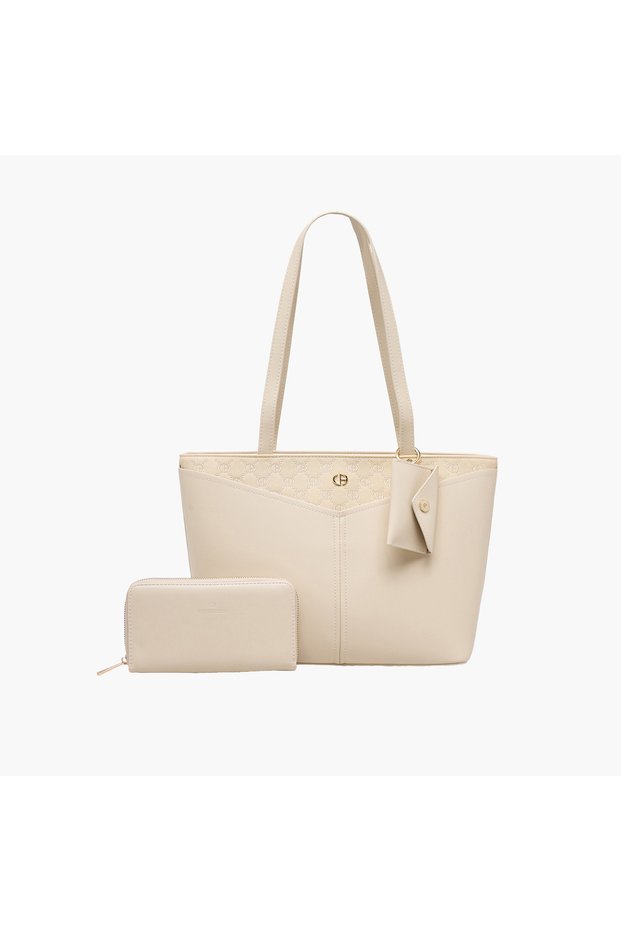 Panelled Tote Bag with Wallet