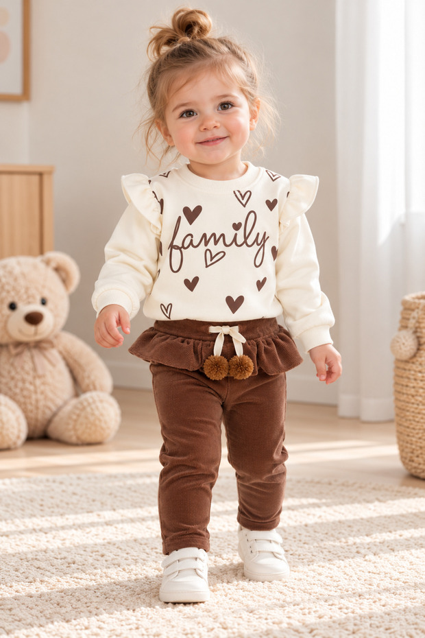 Baby Girl Velvet Tights and Pompom Baby Set