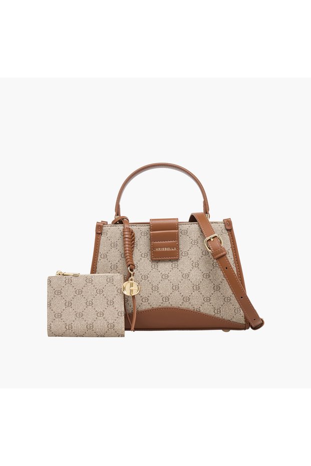 Textured Tote Bag with Wallet