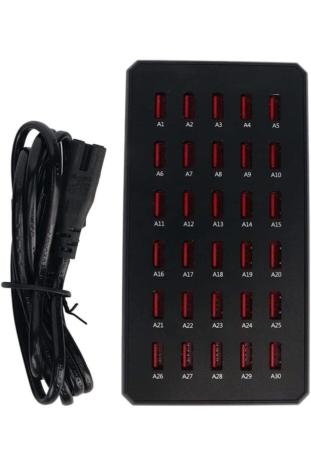 CRONY WT268 30USB PORTS, Smart Charger Station,150W, Safe, Fast Charging, Charge Multiple Devices, Sponge Foot Pad, PWM Power Management Chip, Fire Retardant