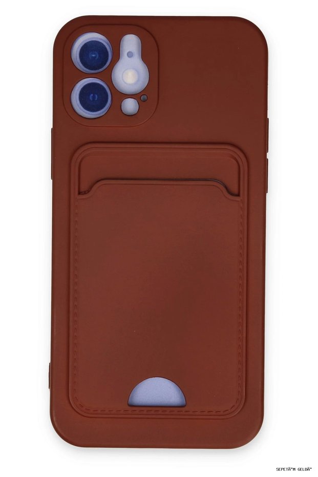 Spt-Gld Newface iPhone 12 Case Kelvin Silicone with Business Card Holder (195726) - Claret Red