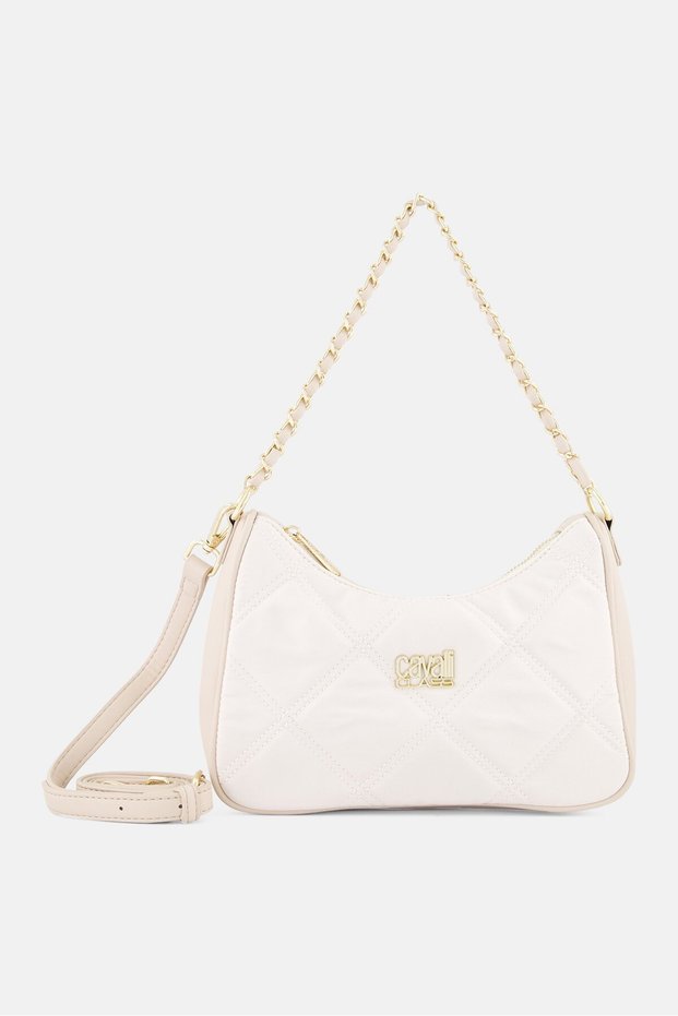 Women Brand Logo Shoulder Bag, Beige
