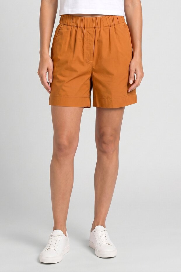 Women Plain Basic Shorts, Rust