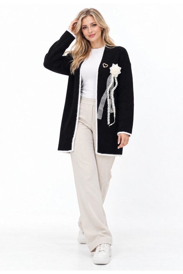 New Season Women's Accessory-Detail Tricot Cardigan