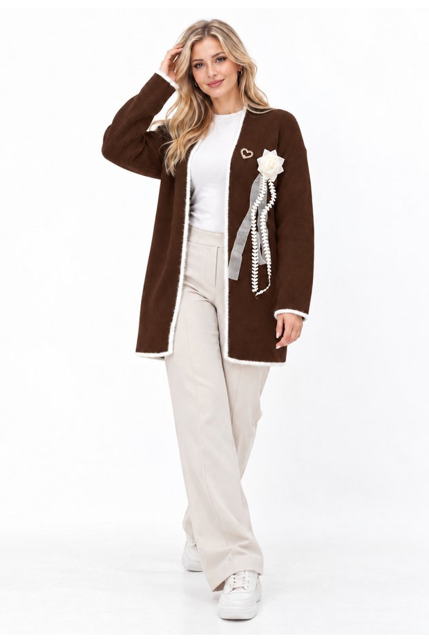 New Season Women's Accessory-Detail Tricot Cardigan