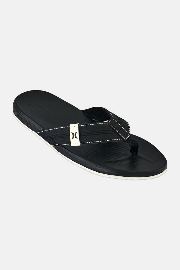 Men Slip On Brand Logo Slippers, Black