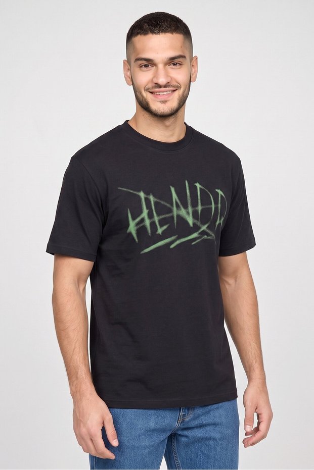Men Crew Neck Short Sleeve Graphic Print T-Shirt, Black