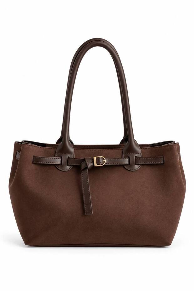 Women's Suede Buckle Detailed Bag
