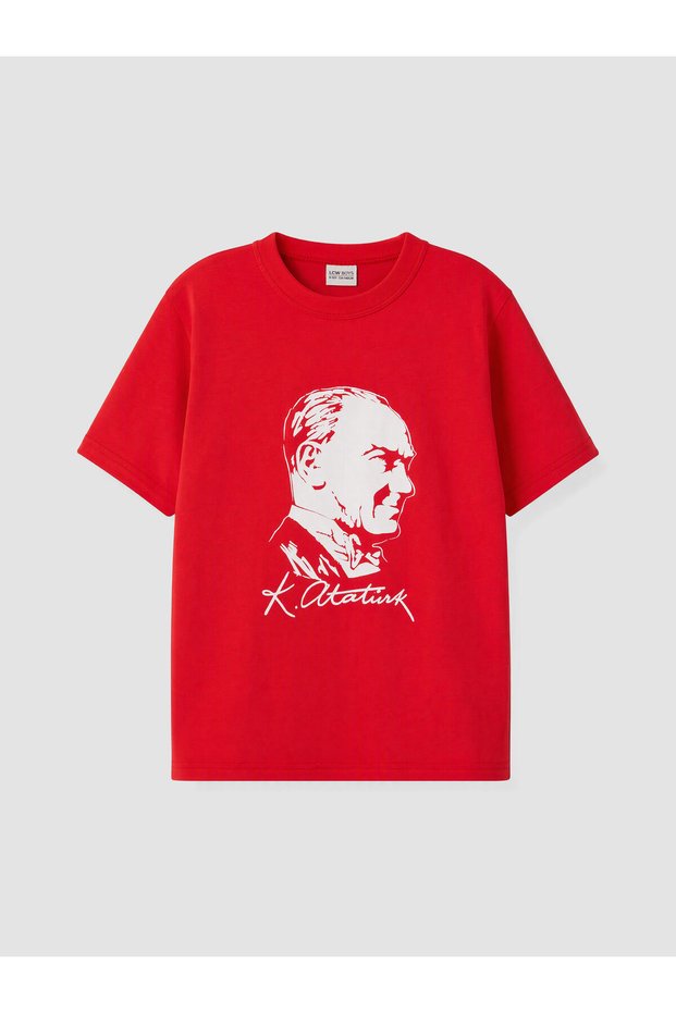 Red Ataturk Printed Boys' T-Shirt