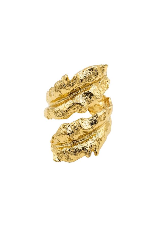 Metal Form Collection Leaf Clamp Bracelet - Gold
