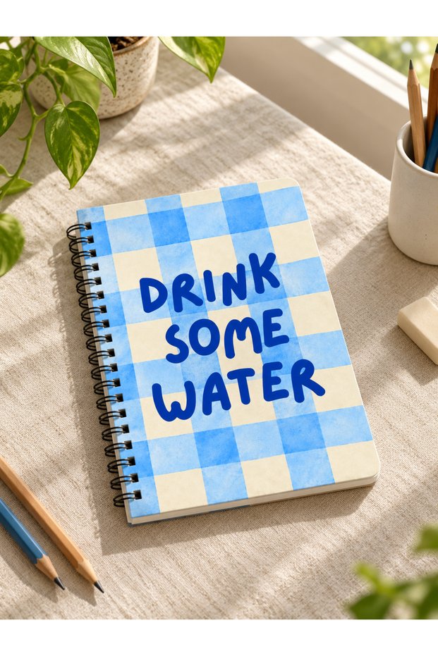 Some Drink Water Metal Spiral Oval Corner Notebook Ivory A5 Unlined 100 Sheets