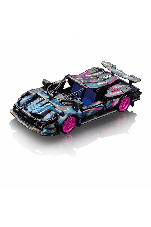 1:18 Pull-And-Go Building Block Racing Car Set with Container Box Cyberpunk 513 Pieces