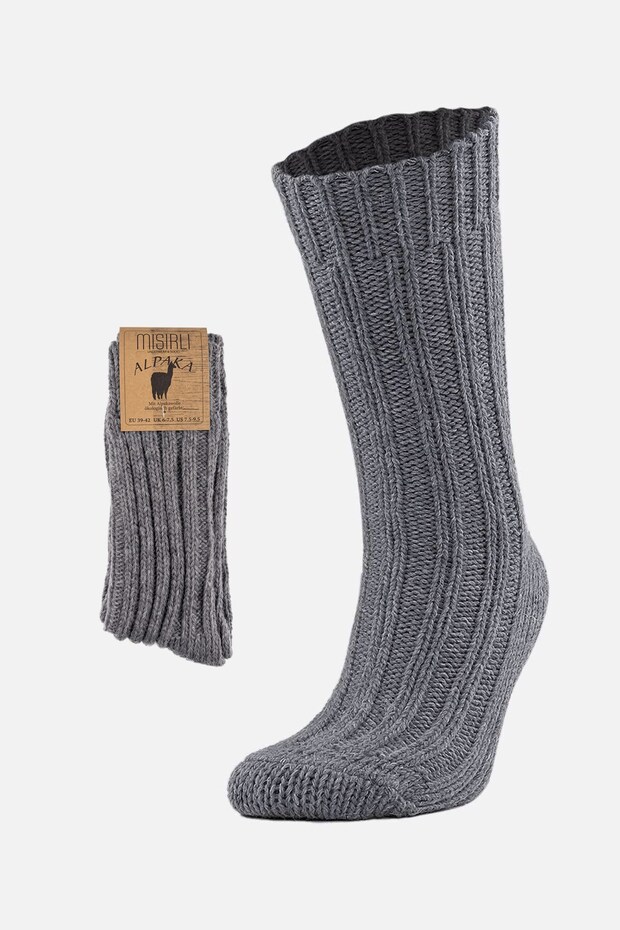 Egyptian Unisex 5 Layer Alpaca Wool Winter Single Sock Socks Gray
