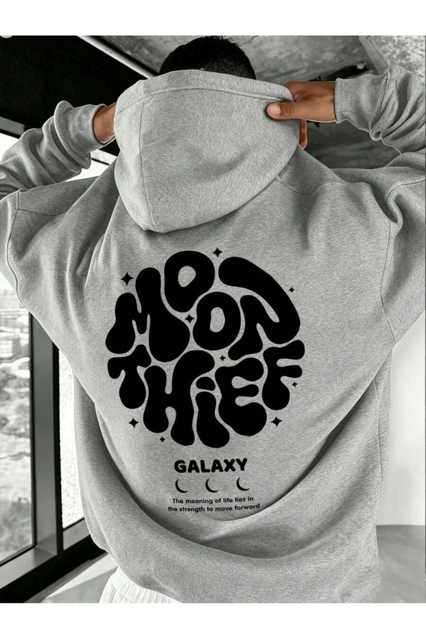 Men's Moon Thief Galaxi Printed Oversize 3 Thread Hoodie Sweatshirt