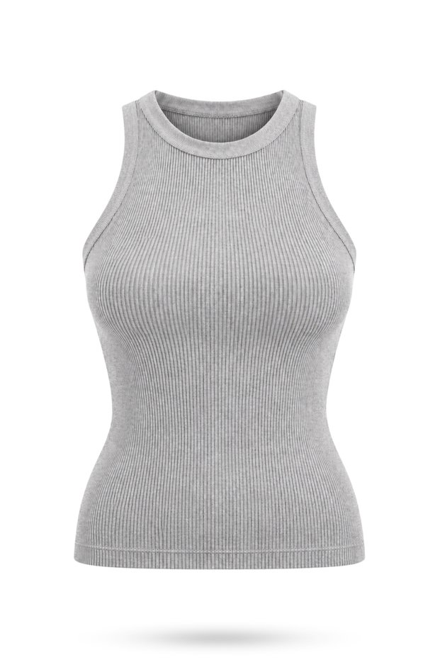 Gray Ribbed Knitwear Undershirt 0001