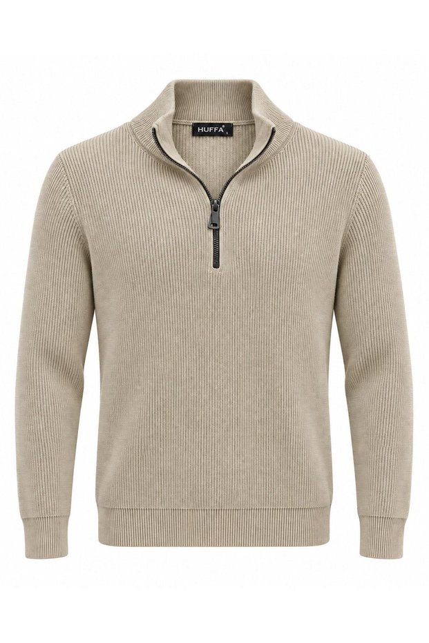 Huffa Men's Stand Collar Half Zipper Knitwear Sweater 7781