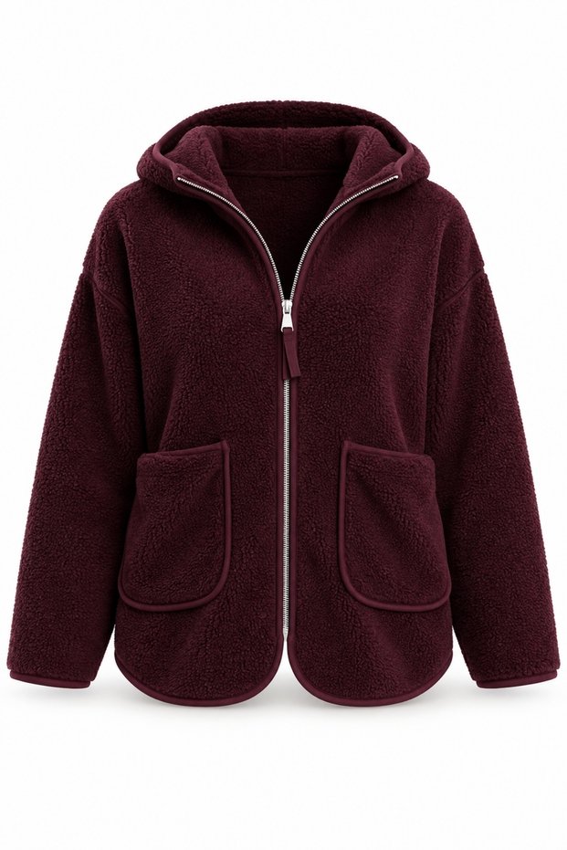 Plum Hooded Fleece Jacket 23240